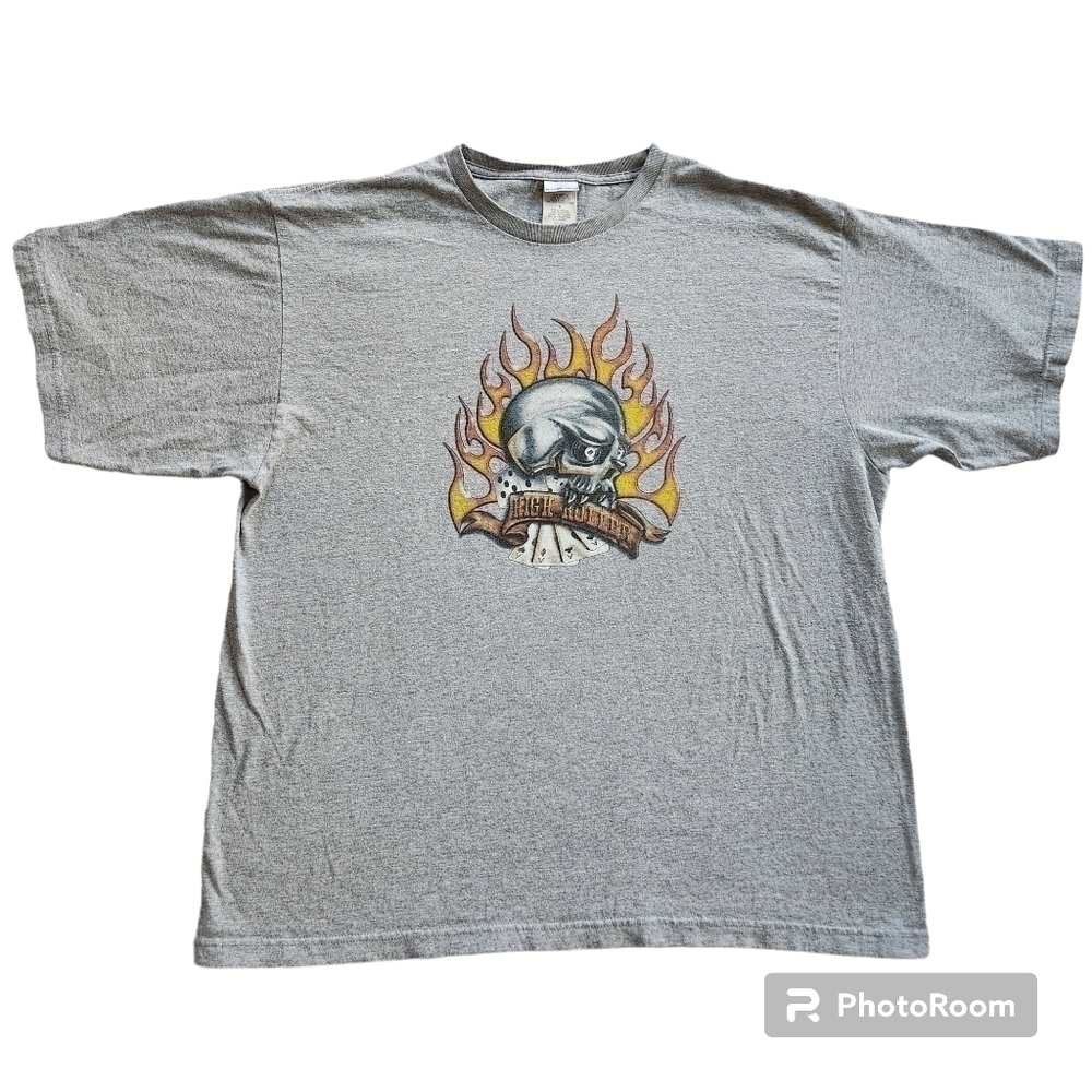 2000s Y2k Style Skull Flame Card Dice 8 Ball Graphic Tshirt sz L